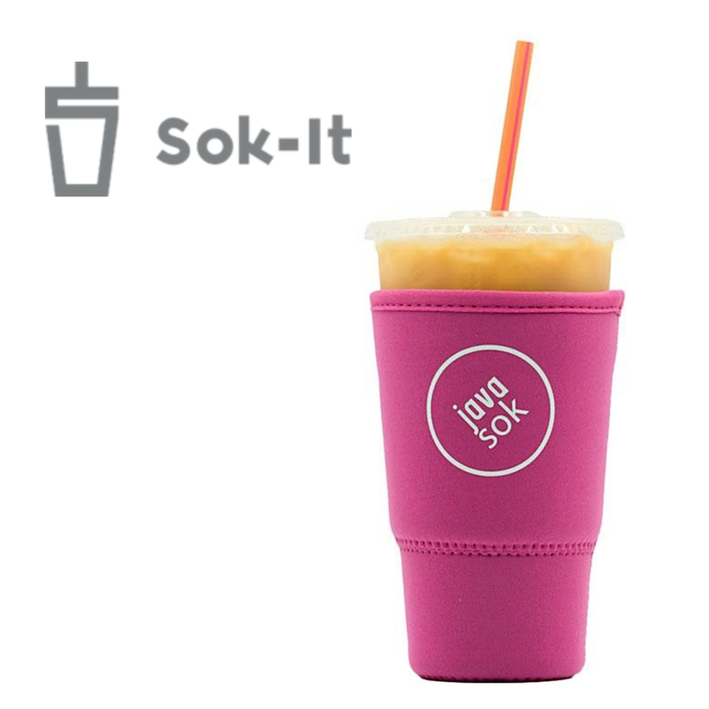 NEW Java Sok The Original Reusable Beverage Sleeve Large Bright Pink 30-32oz.